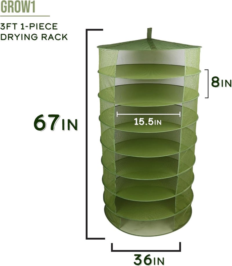 Grow1 3ft Drying Rack 1-Piece Collapsible Mesh Herb and Flower Hanging Dryer with Carrying Case for Even Airflow and Secure Harvest Storage - Image 2